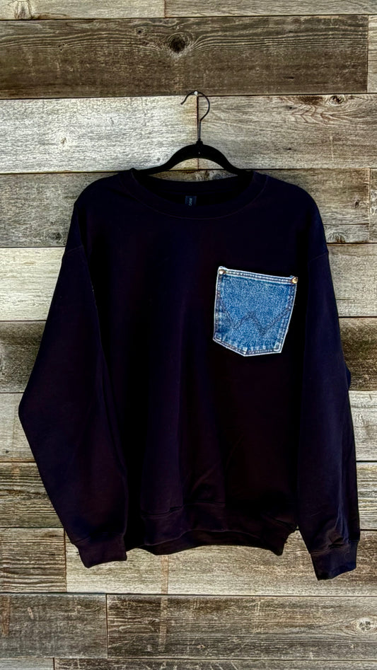 Black Wrangler Pocket Crewneck