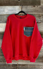Red Cinch Pocket Crewneck